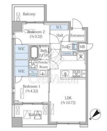 グランジット月島TOKYO BAY 801 間取り図