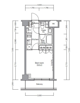 ディームス麻布狸穴町 511 間取り図