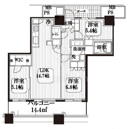 パークタワー横浜ステーションプレミア 34階 間取り図