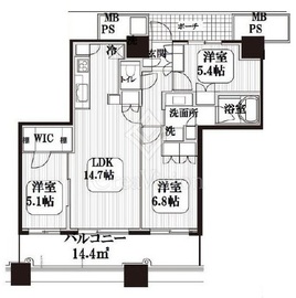 パークタワー横浜ステーションプレミア 34階 間取り図