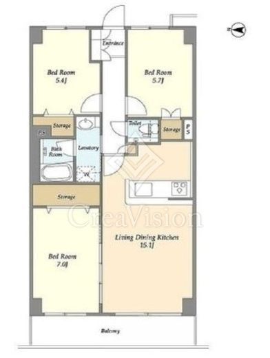 ヒルトップ・スクエアー 411 間取り図
