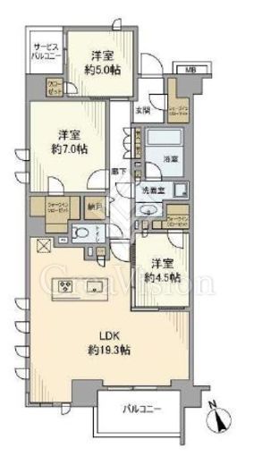 レーベン横浜山手 ONE WARD COURT 7階 間取り図