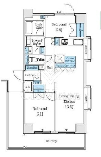 パークキューブ小岩 606 間取り図