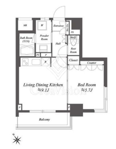 レジデンシャル目黒 5階 間取り図
