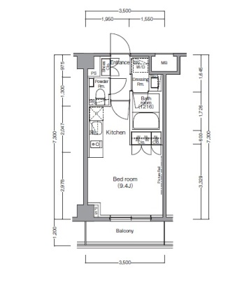 ディームス麻布狸穴町 406 間取り図