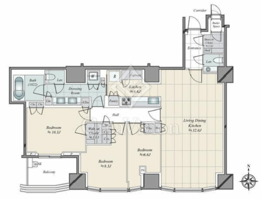 三田ガーデンヒルズ PARK MANSION 6階 間取り図