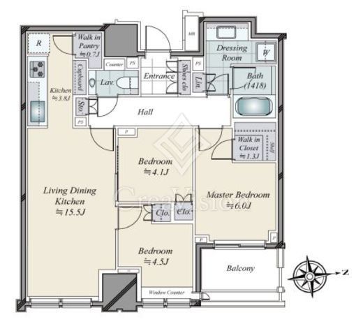 パークコートザ・三番町ハウス 10階 間取り図