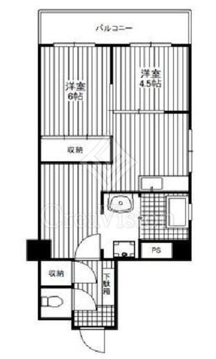フラワー御殿山ハイツ 6階 間取り図
