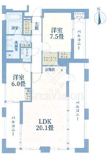 ロイヤルシーズン六本木 6階 間取り図