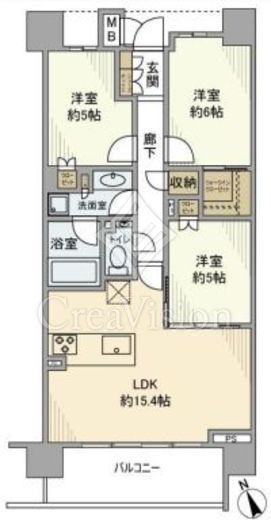 ザ・パームス祐天寺マスタープレイス 6階 間取り図