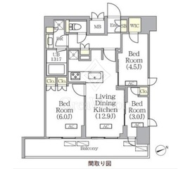 プライムガーデン銀座八丁堀 1202 間取り図