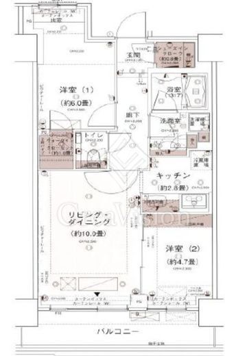 勝どきビュータワー 48階 間取り図