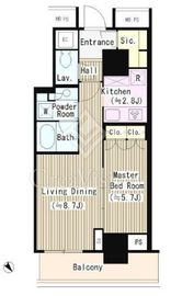 パークタワー滝野川 8階 間取り図