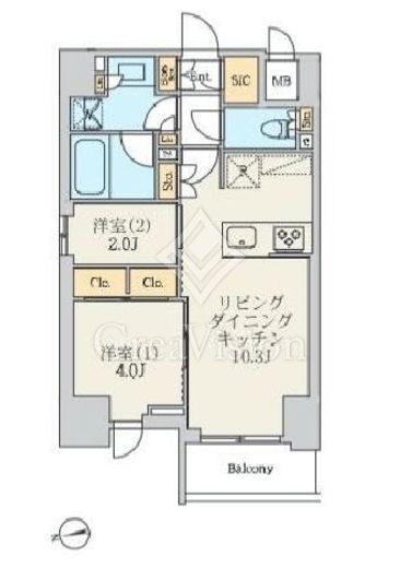 クレストコート北千住レジデンス 201 間取り図