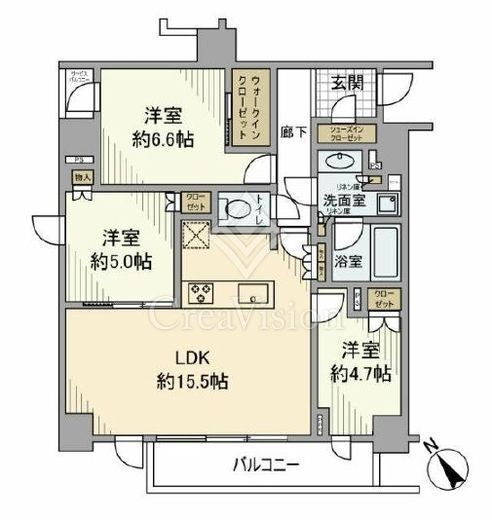 ピアース柿の木坂 2階 間取り図
