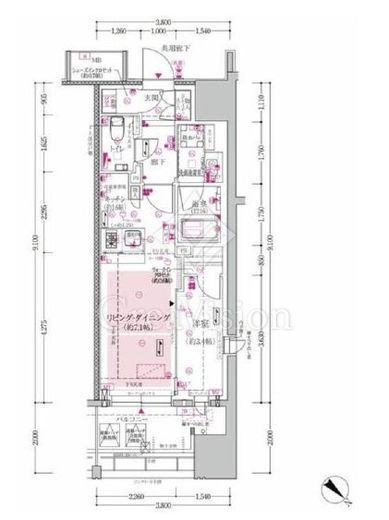 ジオ横浜大通り公園 12階 間取り図