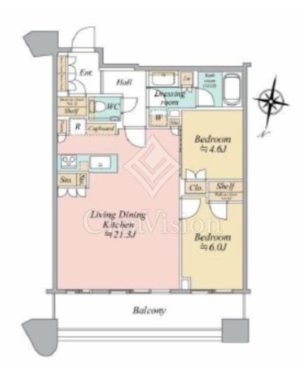 パークタワー勝どきミッド/サウス 23階 間取り図