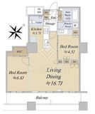 ザ・パークハウス西新宿タワー60 25階 間取り図