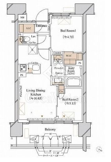 ブランシエスタ新丸子リバーフロント 1103 間取り図