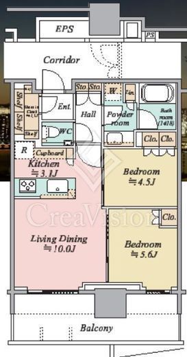 HARUMI FLAG SUN VILLAGE T棟 (晴海フラッグ サンヴィレッジ T棟) 14階 間取り図