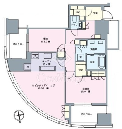 麻布台ヒルズレジデンスB 8階 間取り図