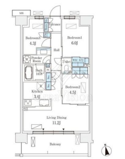 スカイグランデ津田沼 613 間取り図