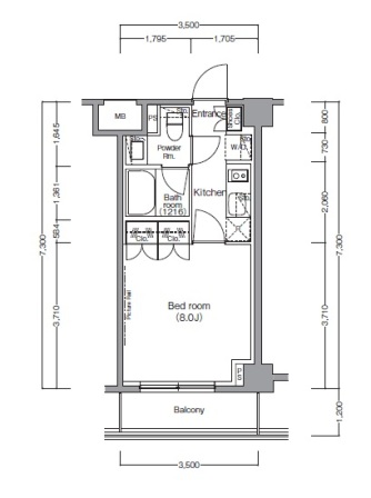 ディームス麻布狸穴町 407 間取り図