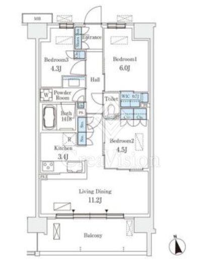 スカイグランデ津田沼 912 間取り図