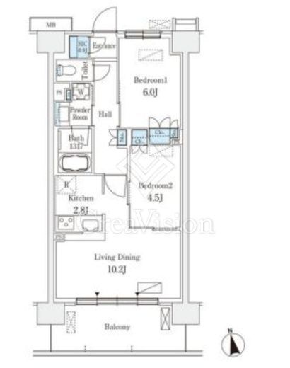 スカイグランデ津田沼 916 間取り図