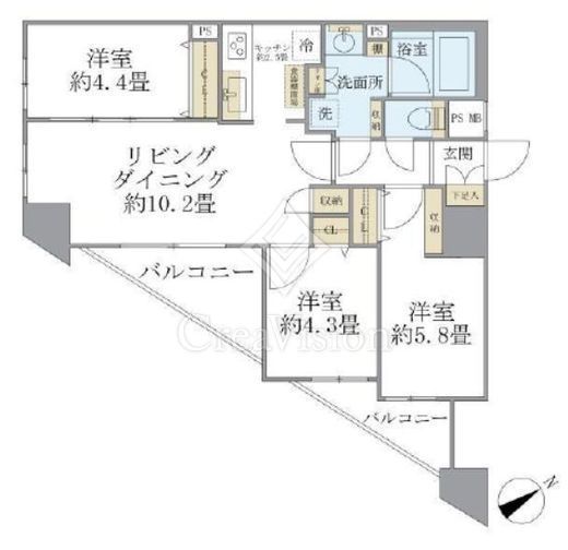 ロアール茅場町 10階 間取り図