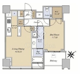 シティタワー麻布十番 14階 間取り図