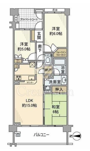 プラウド武蔵小杉 5階 間取り図