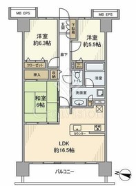 ラフィーネハイツ 3階 間取り図