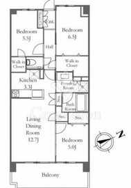 プラウドシティ武蔵野三鷹グリーンコート 3階 間取り図