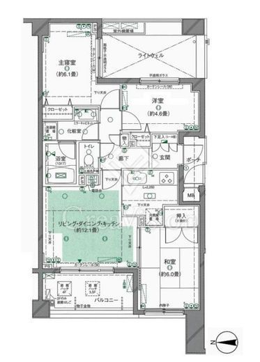 クレッセント多摩川2 5階 間取り図