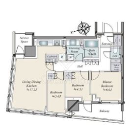 パークタワー勝どきミッド/サウス 10階 間取り図