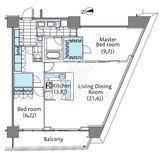 コンフォリア新宿イーストサイドタワー 2510 間取り図