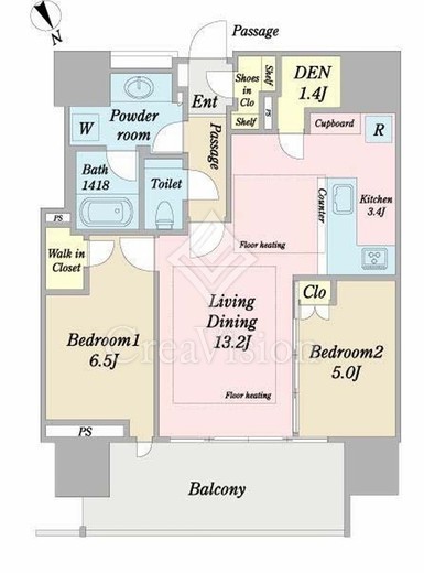 グランドヒルズ恵比寿 22階 間取り図