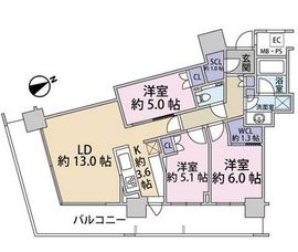 パークタワー東雲 43階 間取り図