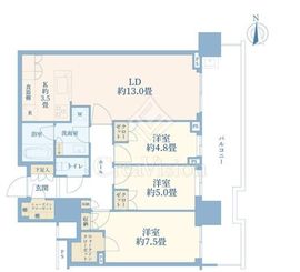 HARUMI FLAG SUN VILLAGE T棟 (晴海フラッグ サンヴィレッジ T棟) 44階 間取り図