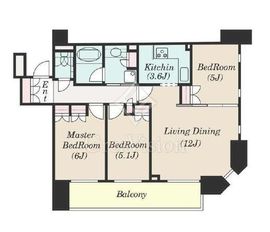 クリオ築地川公園 11階 間取り図