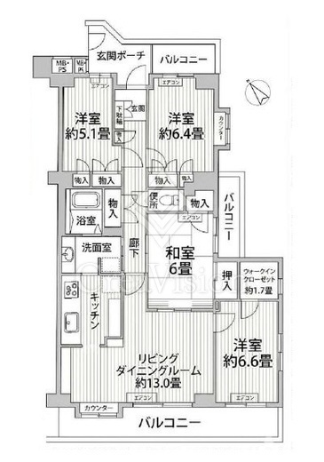 ルネ門前仲町パークステイツ 8階 間取り図