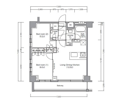 ディームス麻布狸穴町 418 間取り図