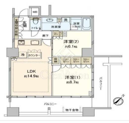アトラスタワー向ヶ丘遊園 5階 間取り図