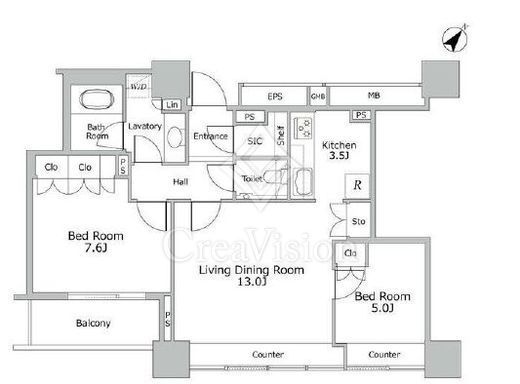 ザ・ヒルトップタワー高輪台 18階 間取り図