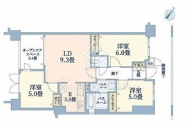 グランシティ桜木町Ⅱ 3階 間取り図