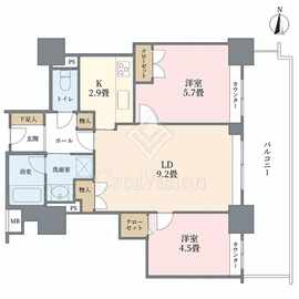 エリム春日町パークタワー 19階 間取り図