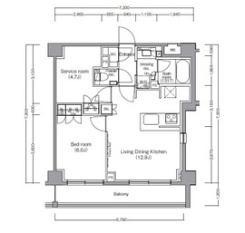 ディームス麻布狸穴町 605 間取り図