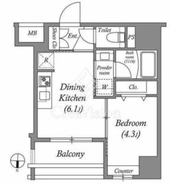 ACP Residence中野新橋 1202 間取り図
