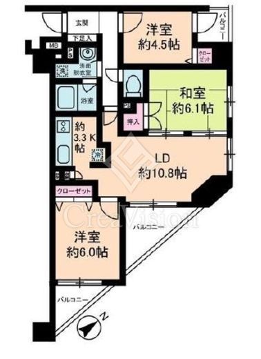 サンクレイドルレヴィール池袋 6階 間取り図